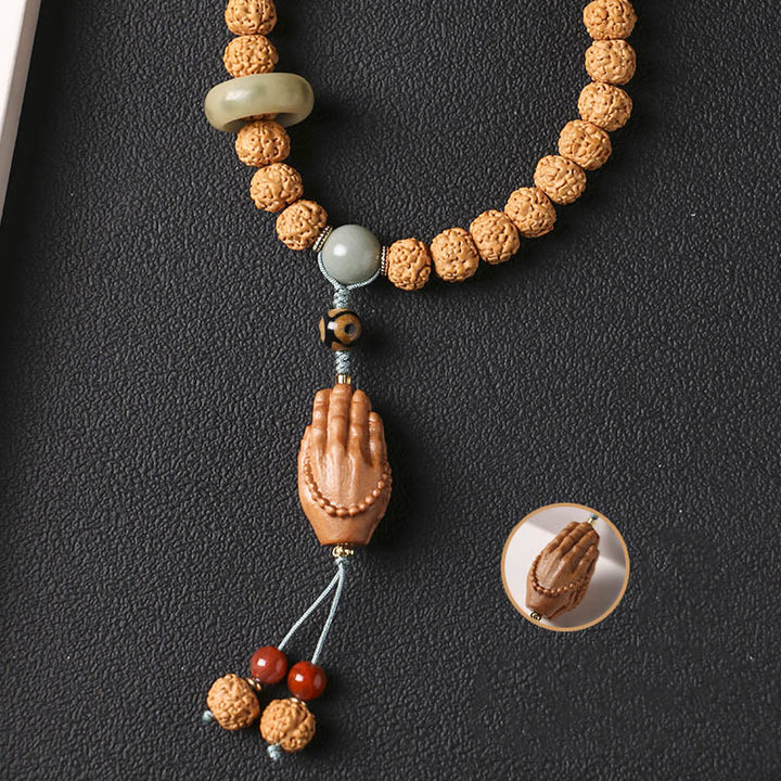 Buddha Stones Bodhi Seed Three-eyed Dzi Bead Buddha Hand Charm Wealth Bracelet - image 7
