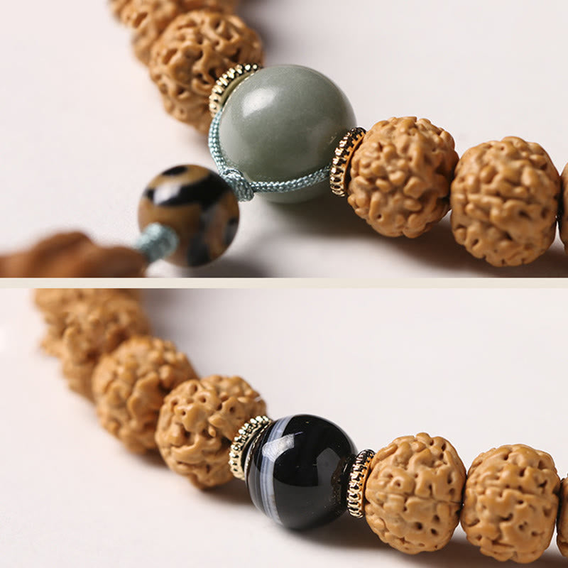 Buddha Stones Bodhi Seed Three-eyed Dzi Bead Buddha Hand Charm Wealth Bracelet - image 12
