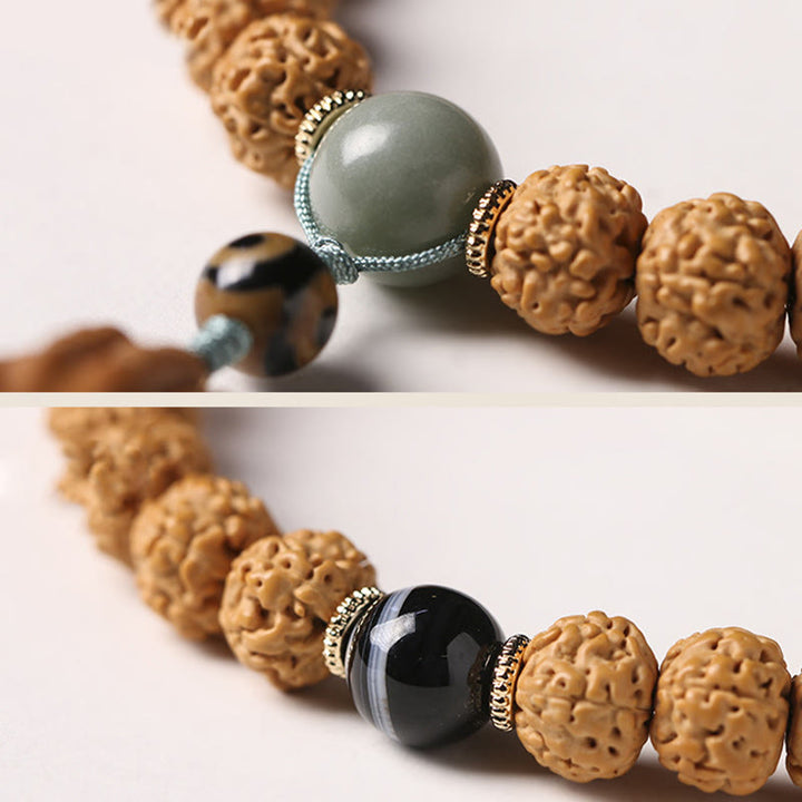 Buddha Stones Bodhi Seed Three-eyed Dzi Bead Buddha Hand Charm Wealth Bracelet - image 12