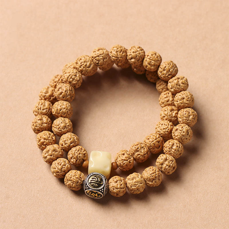 Buddha Stones Bodhi Seed Three-eyed Dzi Bead Buddha Hand Charm Wealth Bracelet - Small Vajra Bodhi Double Wrap[9*8mm] - image 23