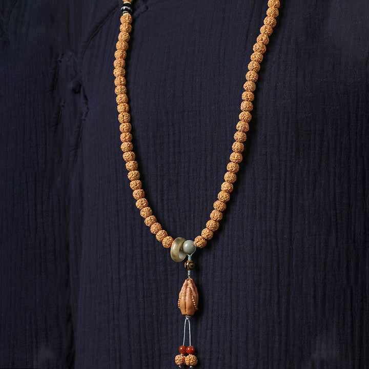 Buddha Stones Bodhi Seed Three-eyed Dzi Bead Buddha Hand Charm Wealth Bracelet - image 9
