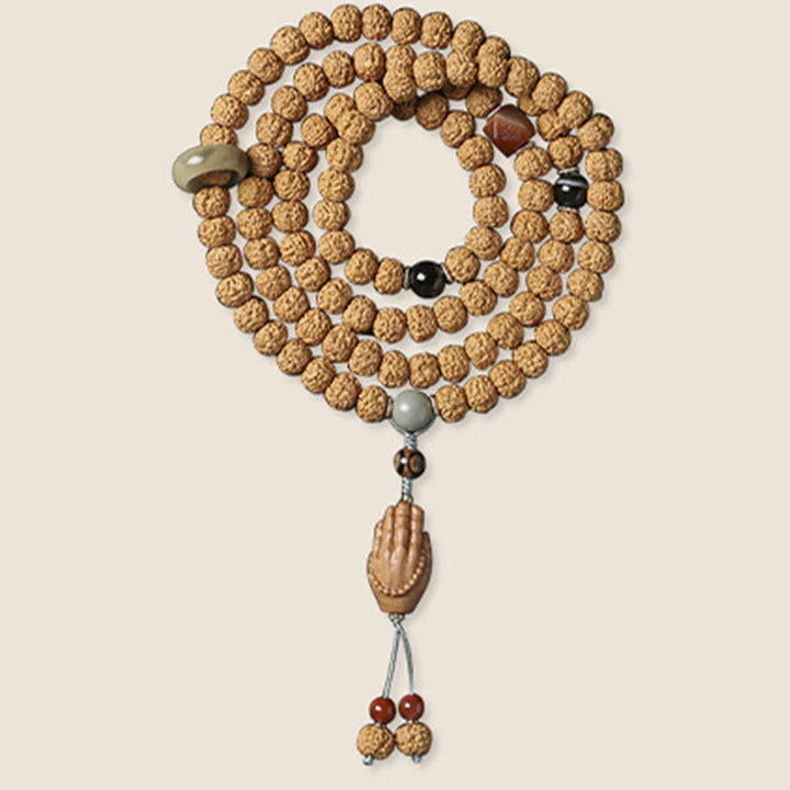 Buddha Stones Bodhi Seed Three-eyed Dzi Bead Buddha Hand Charm Wealth Bracelet - image 13