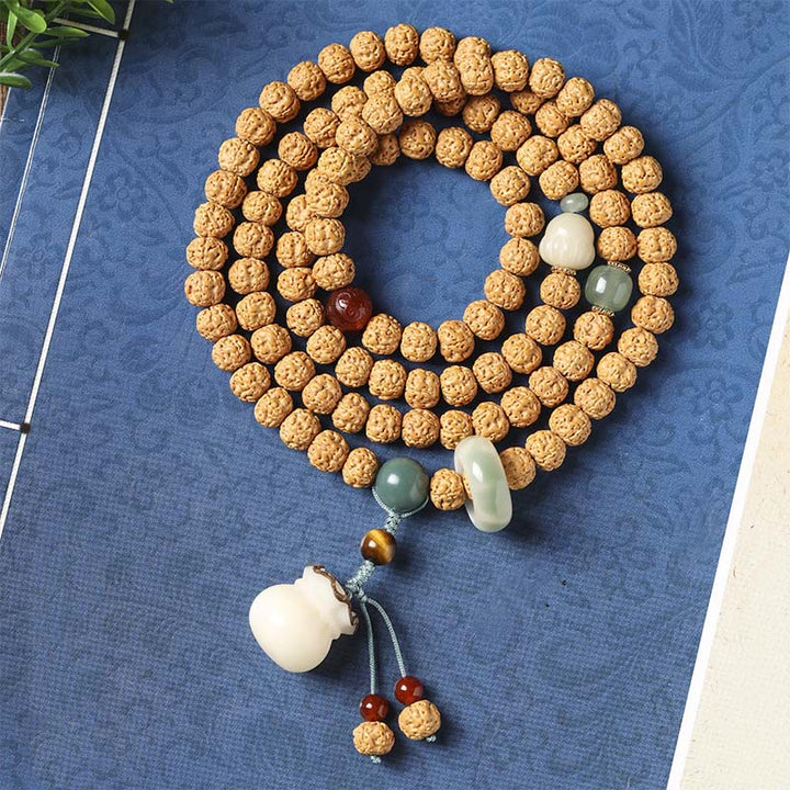 Buddha Stones Bodhi Seed Three-eyed Dzi Bead Buddha Hand Charm Wealth Bracelet - Small Fortune Bag[7*9mm] - image 27