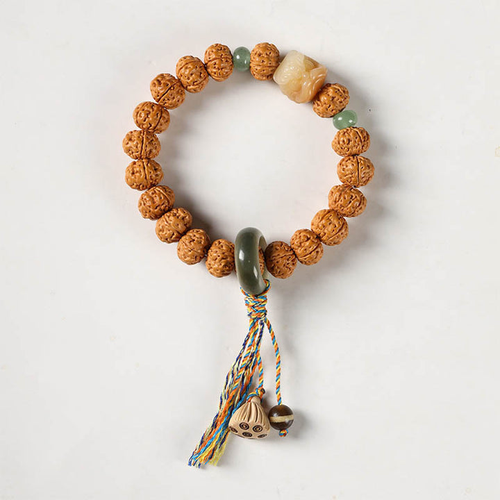 Buddha Stones Bodhi Seed Three-eyed Dzi Bead Buddha Hand Charm Wealth Bracelet - Vajra Bodhi Lion[12mm] - image 24