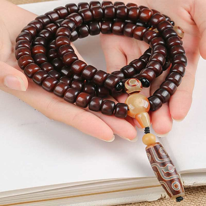 Buddha Stones 108 Mala Beads Three-eyed Dzi Bead Nine-eye Dzi Bead Jade Luck Bracelet - image 7
