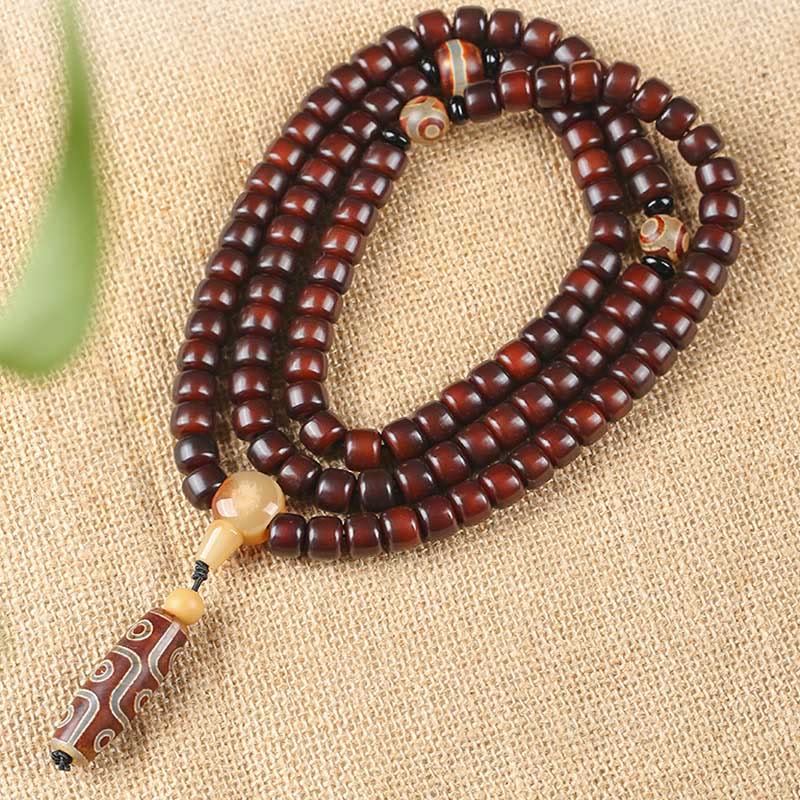 Buddha Stones 108 Mala Beads Three-eyed Dzi Bead Nine-eye Dzi Bead Jade Luck Bracelet - image 2