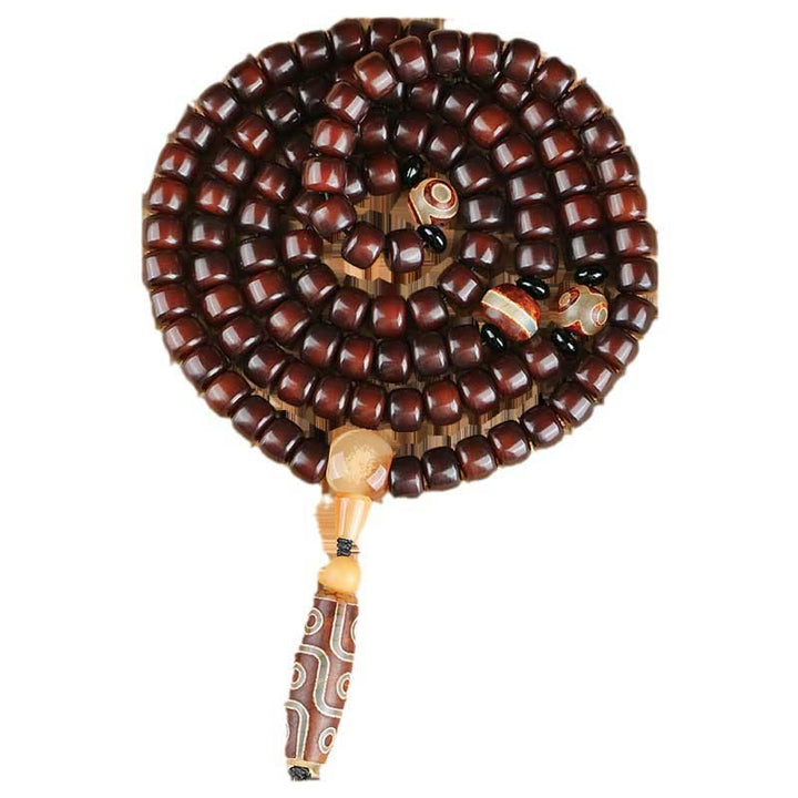 Buddha Stones 108 Mala Beads Three-eyed Dzi Bead Nine-eye Dzi Bead Jade Luck Bracelet - image 15