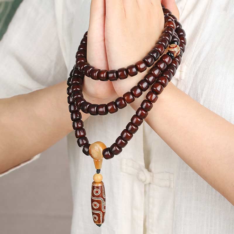 Buddha Stones 108 Mala Beads Three-eyed Dzi Bead Nine-eye Dzi Bead Jade Luck Bracelet - image 10