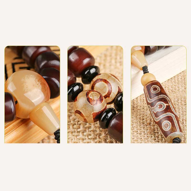 Buddha Stones 108 Mala Beads Three-eyed Dzi Bead Nine-eye Dzi Bead Jade Luck Bracelet - image 13