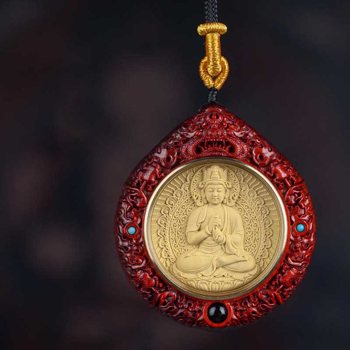 Buddha Stones Chinese Zodiac Natal Buddha Small Leaf Red Sandalwood Ebony Longevity Necklace Pendant - Goat/Monkey-Tathagata - Small Leaf Red Sandalwood - image 14