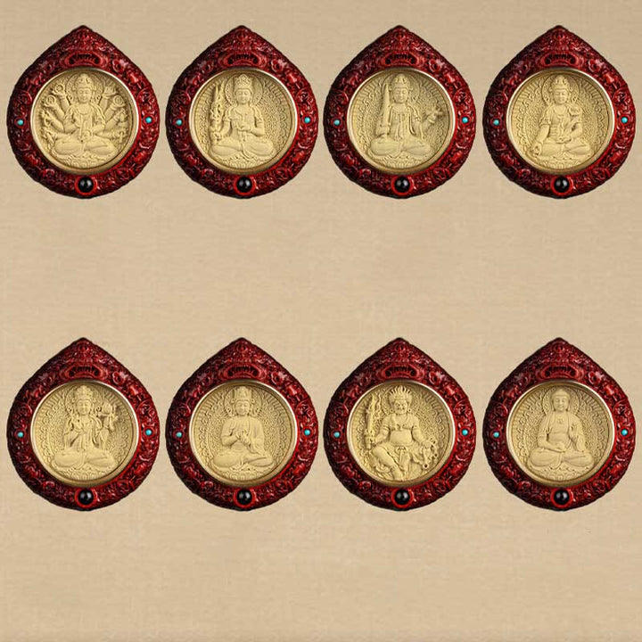 Buddha Stones Chinese Zodiac Natal Buddha Small Leaf Red Sandalwood Ebony Longevity Necklace Pendant - image 23