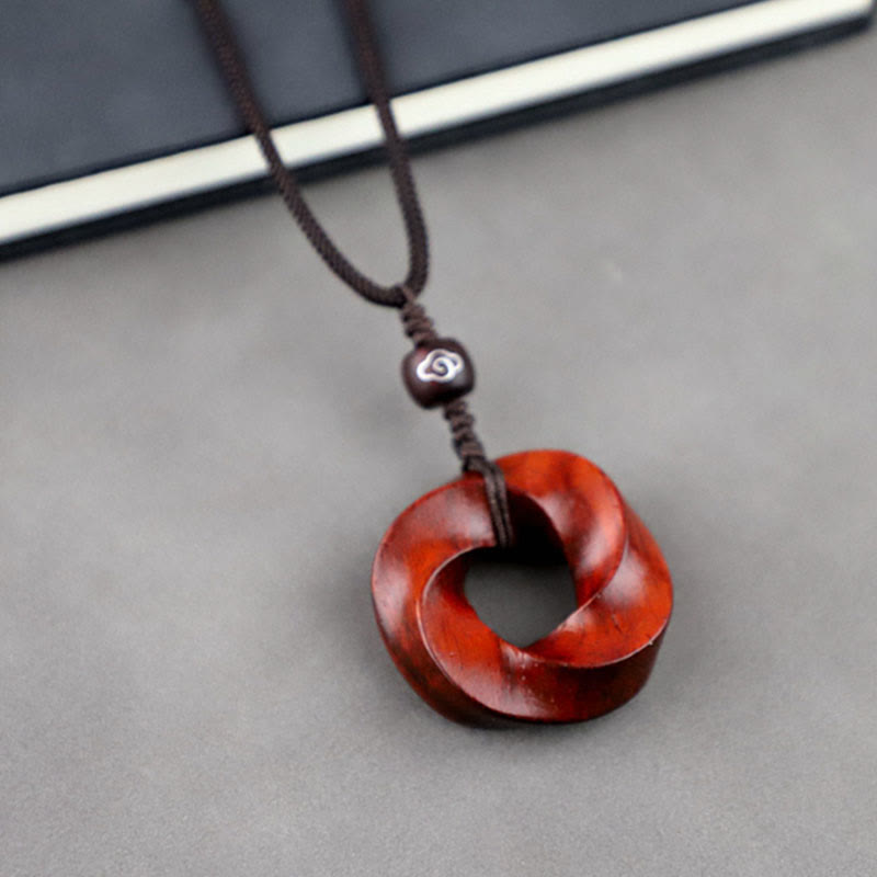 Buddha Stones Auspicious Clouds Relaxation Necklace Pendant - Red Sandalwood - image 0