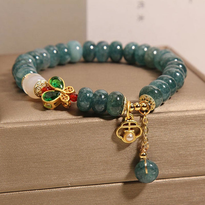 Buddha Stones Jade White Agate Butterfly Abacus Beads Abundance Bracelet - image 2