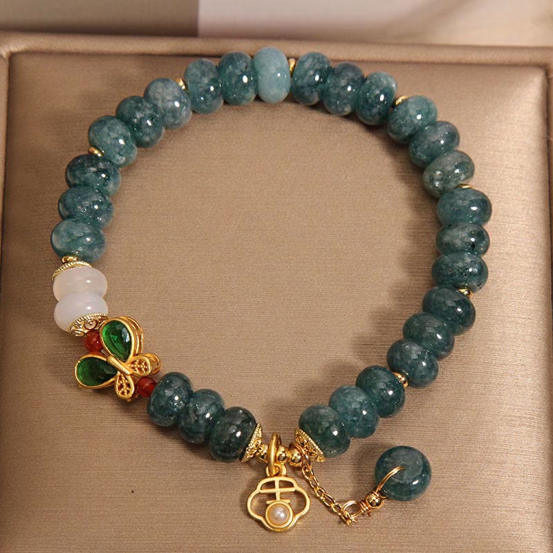 Buddha Stones Jade White Agate Butterfly Abacus Beads Abundance Bracelet - image 3