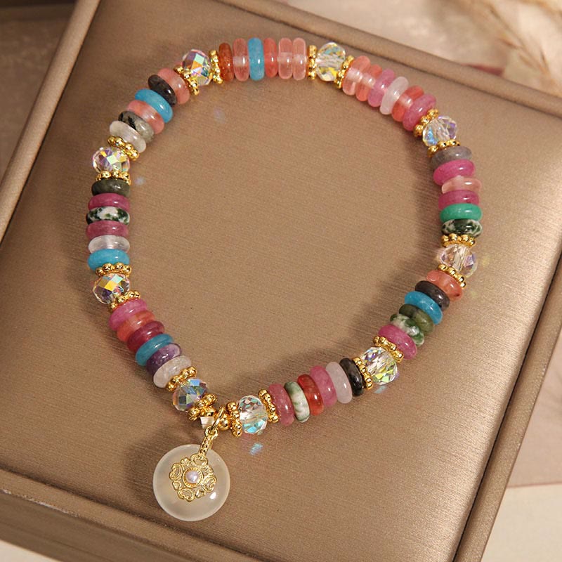Buddha Stones Various Crystal Peace Buckle Auspicious Bracelet - image 6
