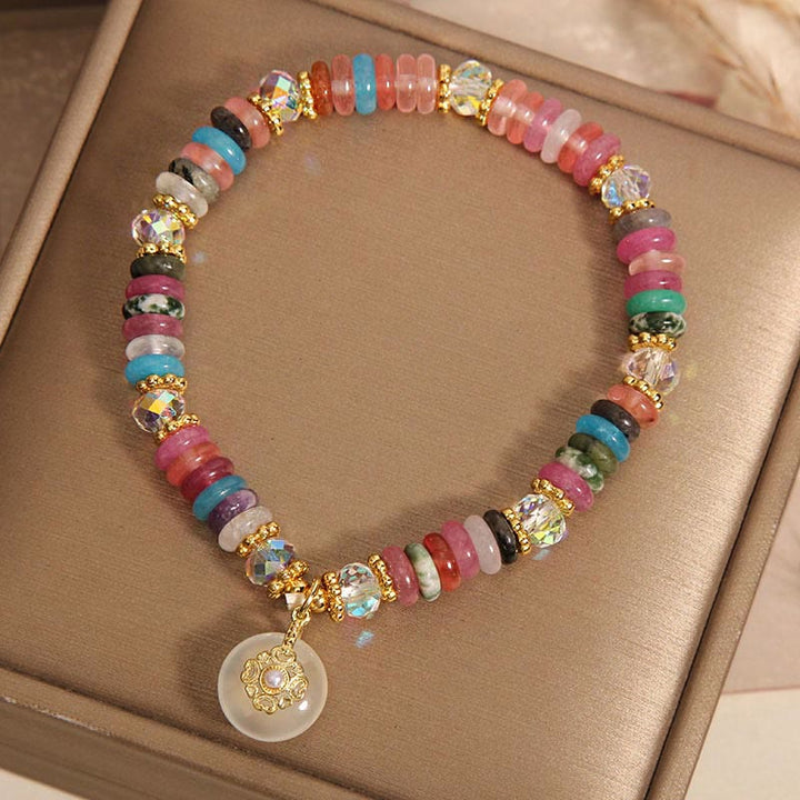 Buddha Stones Various Crystal Peace Buckle Auspicious Bracelet - image 6