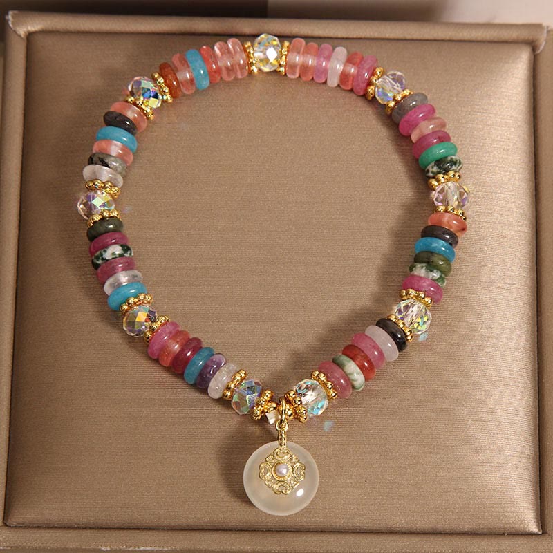 Buddha Stones Various Crystal Peace Buckle Auspicious Bracelet - image 5