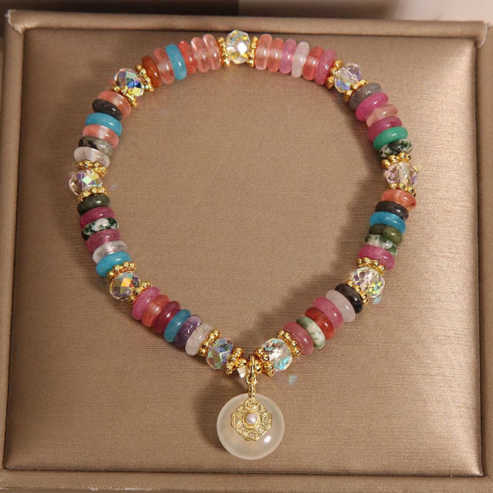 Buddha Stones Various Crystal Peace Buckle Auspicious Bracelet - image 5