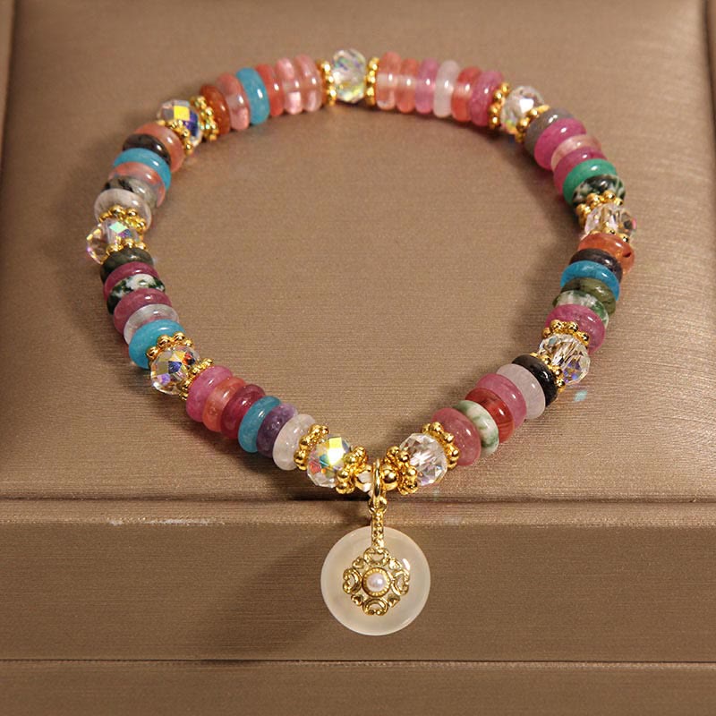 Buddha Stones Various Crystal Peace Buckle Auspicious Bracelet - image 2