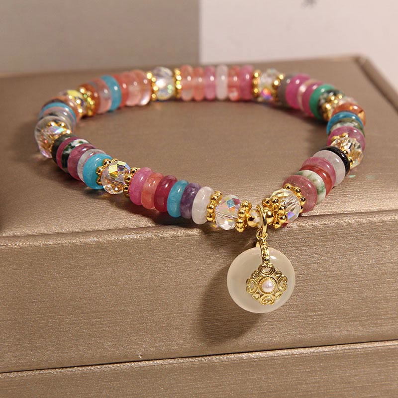 Buddha Stones Various Crystal Peace Buckle Auspicious Bracelet - image 3