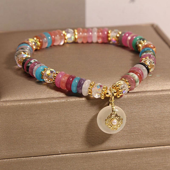 Buddha Stones Various Crystal Peace Buckle Auspicious Bracelet - image 3