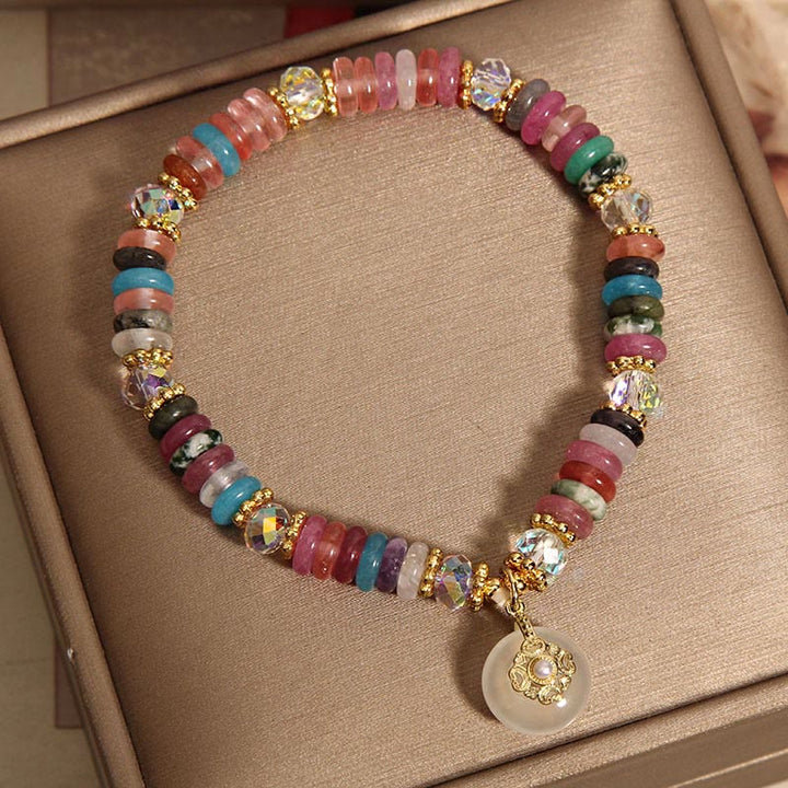 Buddha Stones Various Crystal Peace Buckle Auspicious Bracelet - image 4