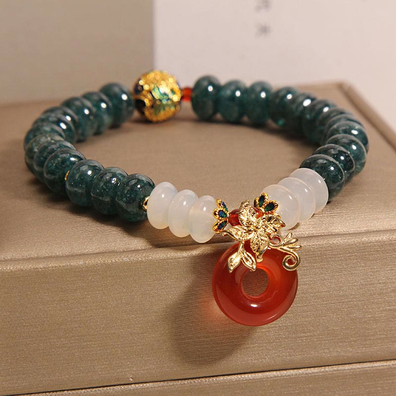 Buddha Stones Jade White Agate Red Agate Peace Buckle Abacus Beads Luck Bracelet - image 1