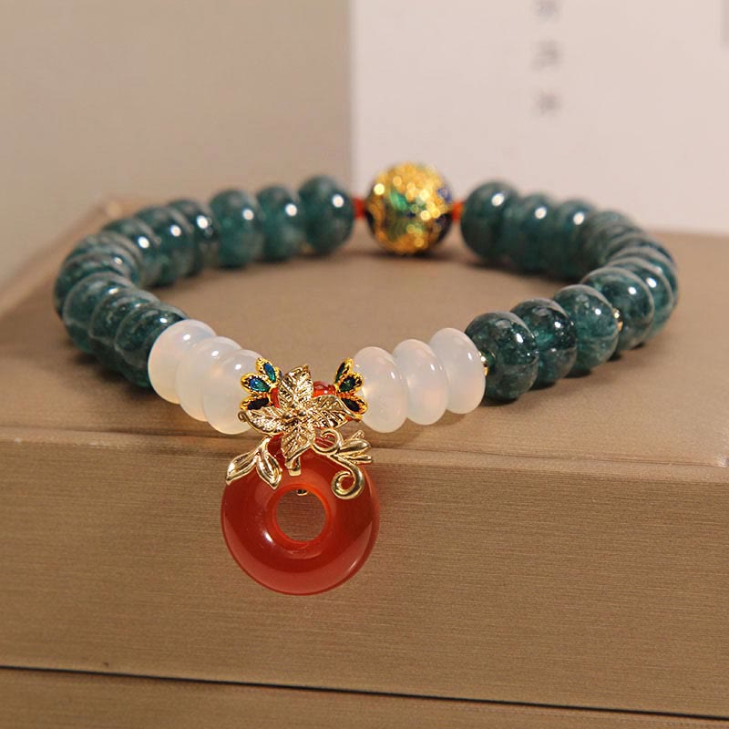 Buddha Stones Jade White Agate Red Agate Peace Buckle Abacus Beads Luck Bracelet - image 2