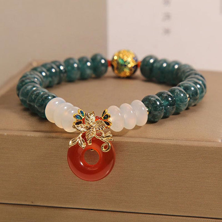 Buddha Stones Jade White Agate Red Agate Peace Buckle Abacus Beads Luck Bracelet - image 2