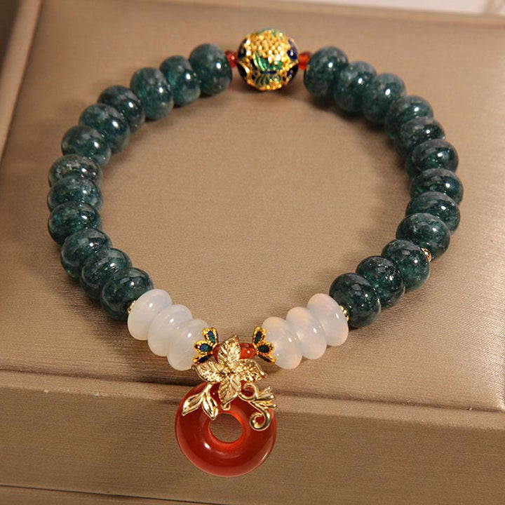 Buddha Stones Jade White Agate Red Agate Peace Buckle Abacus Beads Luck Bracelet - image 3