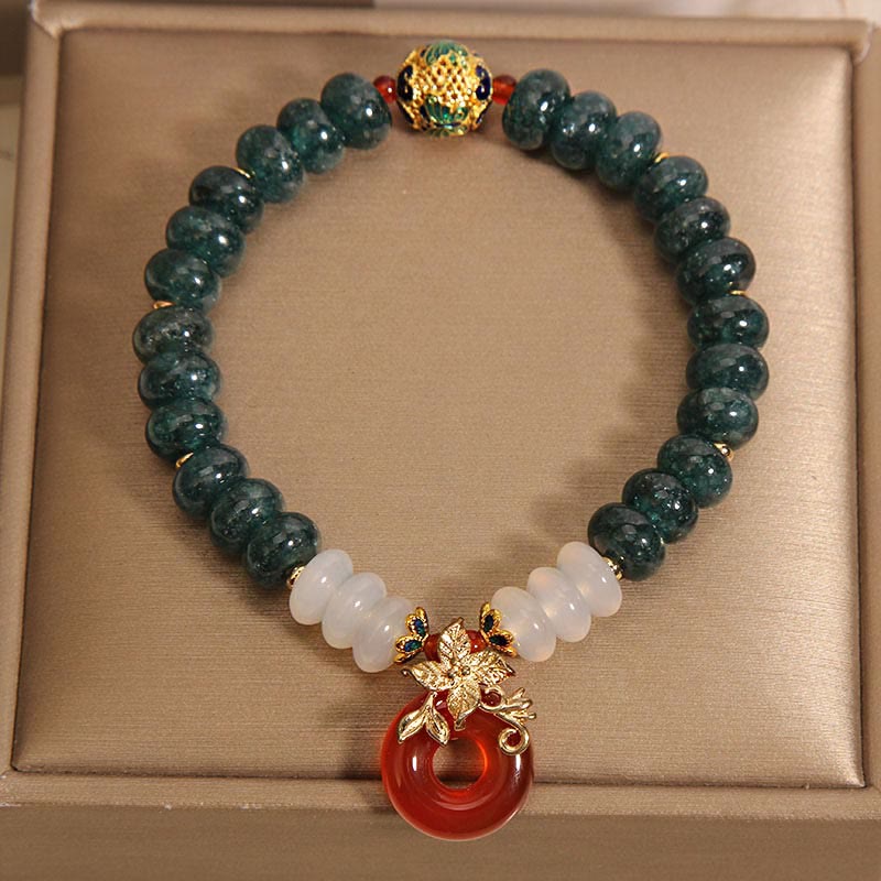 Buddha Stones Jade White Agate Red Agate Peace Buckle Abacus Beads Luck Bracelet - image 4
