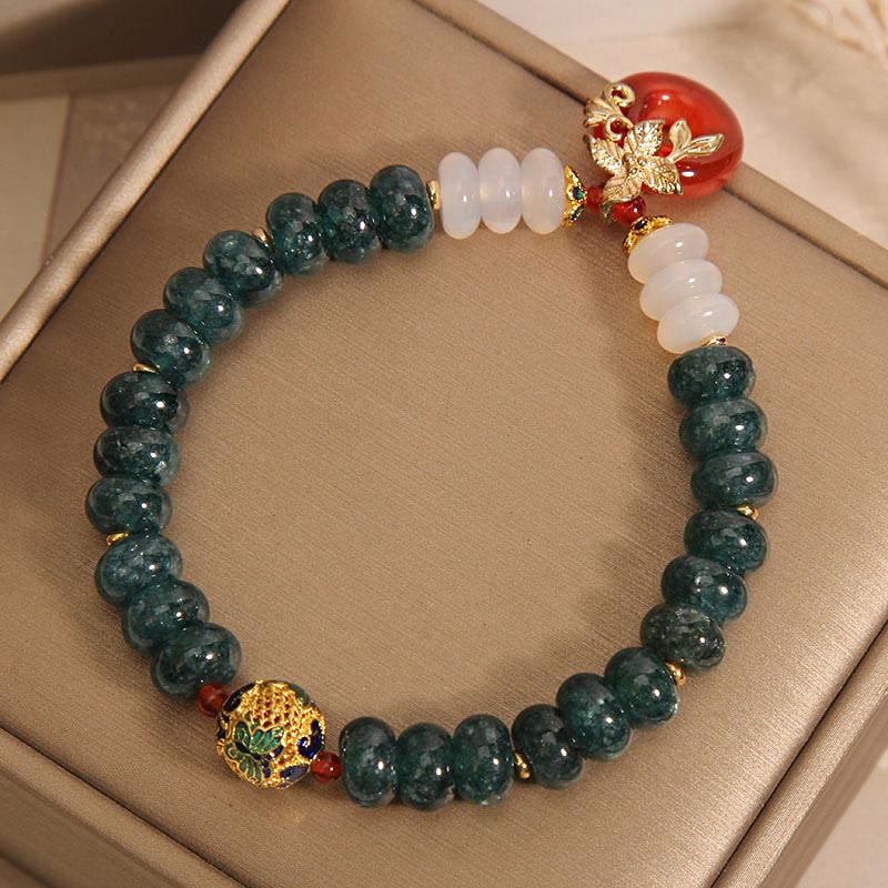 Buddha Stones Jade White Agate Red Agate Peace Buckle Abacus Beads Luck Bracelet - image 6