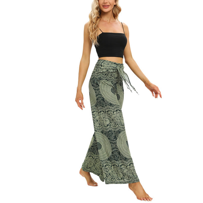 Buddha Stones Boho Lace-up Wide Leg Pants Women's Yoga Pants - image 14