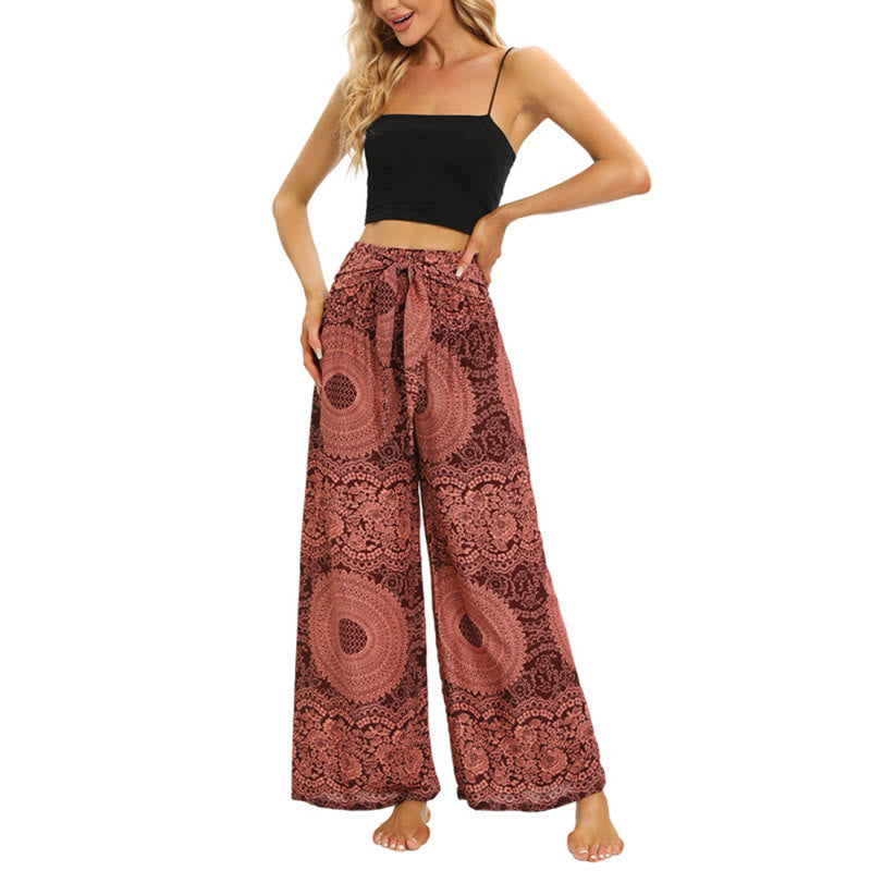 Buddha Stones Boho Lace-up Wide Leg Pants Women's Yoga Pants - image 7