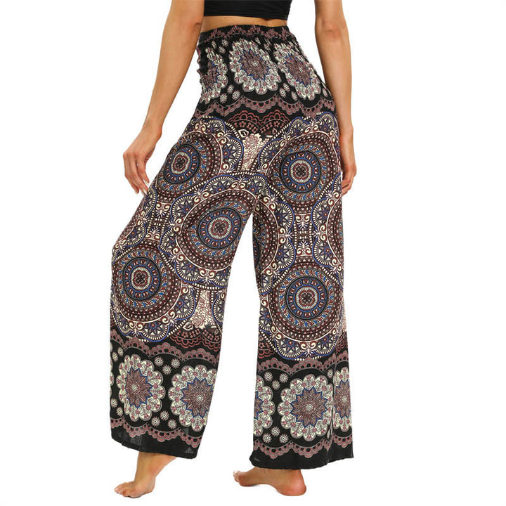 Buddha Stones Boho Mandala Print Lace-up Wide Leg Pants Women's Yoga Pants - image 3