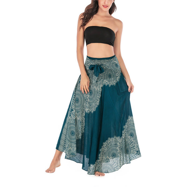 Buddha Stones Two Style Wear Boho Mandala Flower Beach Skirt Dress - image 2