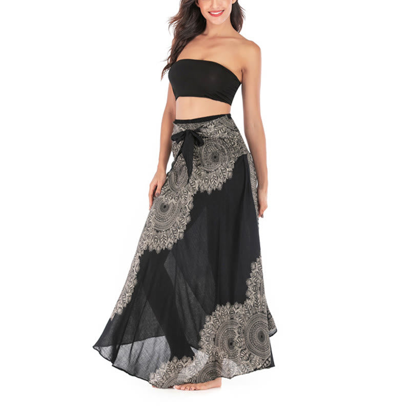 Buddha Stones Two Style Wear Boho Mandala Flower Beach Skirt Dress - image 14