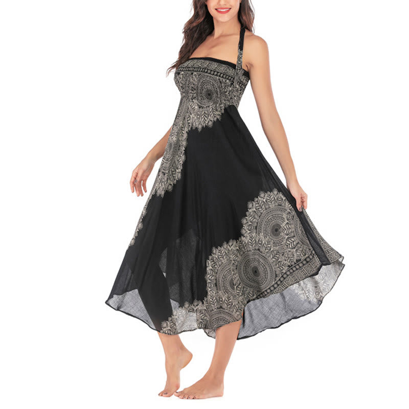 Buddha Stones Two Style Wear Boho Mandala Flower Beach Skirt Dress - image 14