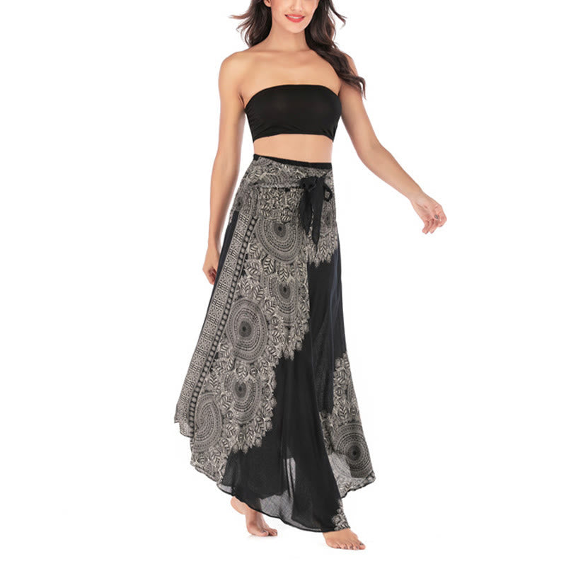 Buddha Stones Two Style Wear Boho Mandala Flower Beach Skirt Dress - image 11
