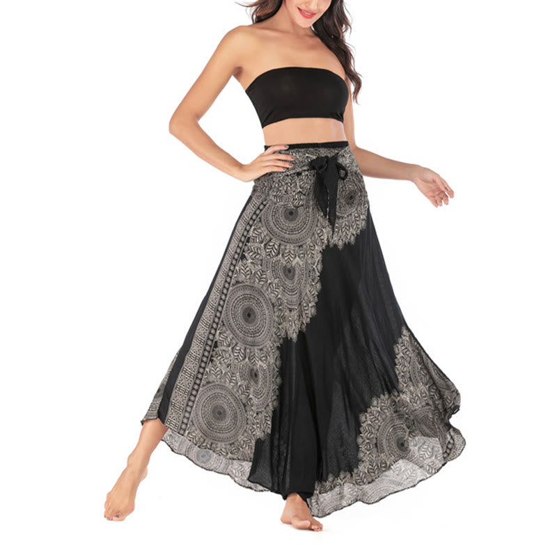 Buddha Stones Two Style Wear Boho Mandala Flower Beach Skirt Dress - image 16