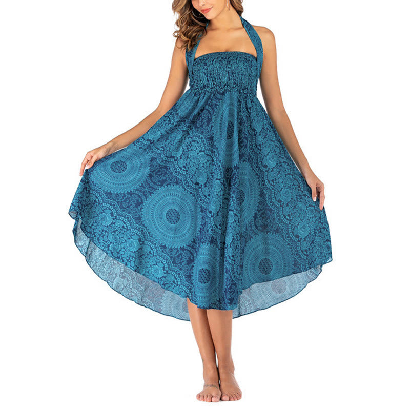 Buddha Stones Two Style Wear Boho Compass Rose Flower Skirt Dress - image 18