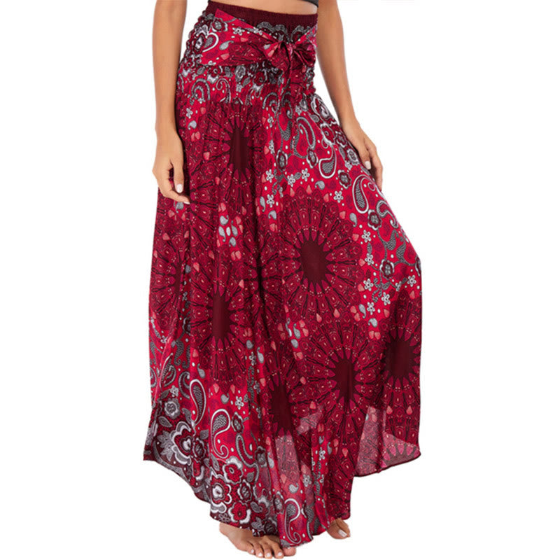 Buddha Stones Two Style Wear Bohemian Mandala Flower Water Drop Lace-up Skirt Dress - IndianRed - US4-12，UK/AU8-16，EU36-44 (F) - image 22