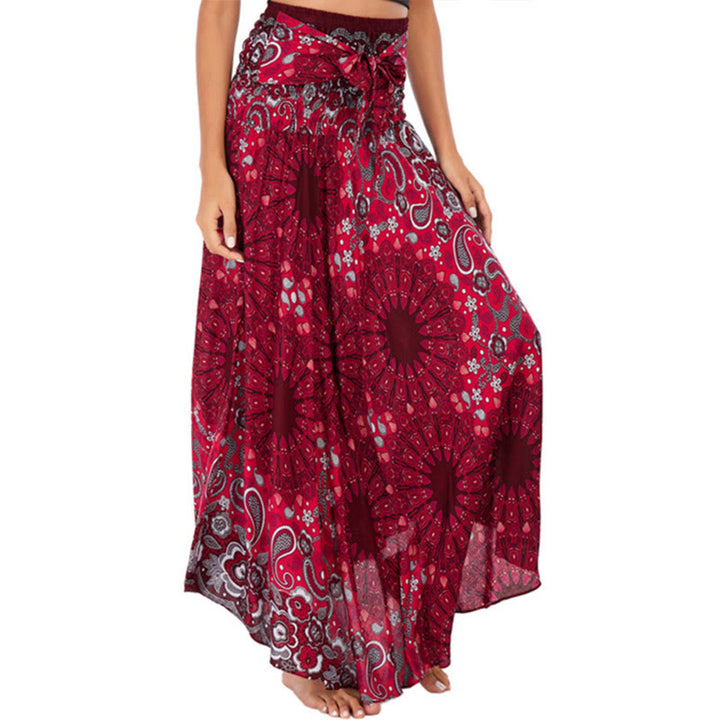 Buddha Stones Two Style Wear Bohemian Mandala Flower Water Drop Lace-up Skirt Dress - IndianRed - US4-12，UK/AU8-16，EU36-44 (F) - image 22