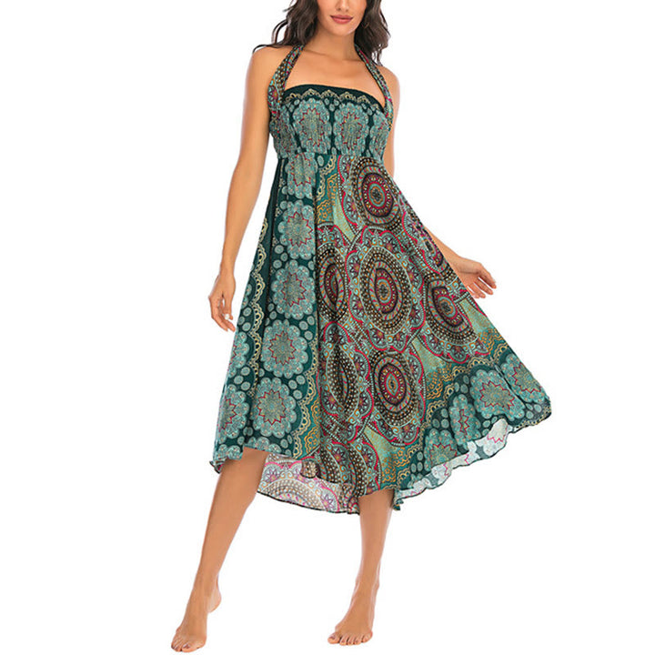 Buddha Stones Two Style Wear Bohemian Mandala Flower Lace-up Skirt Dress - image 3