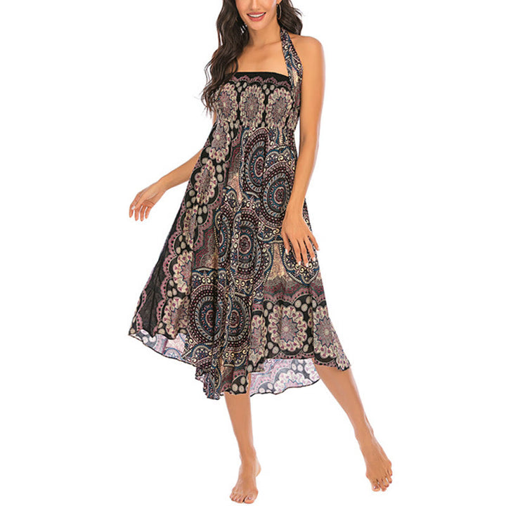 Buddha Stones Two Style Wear Bohemian Mandala Flower Lace-up Skirt Dress - image 12