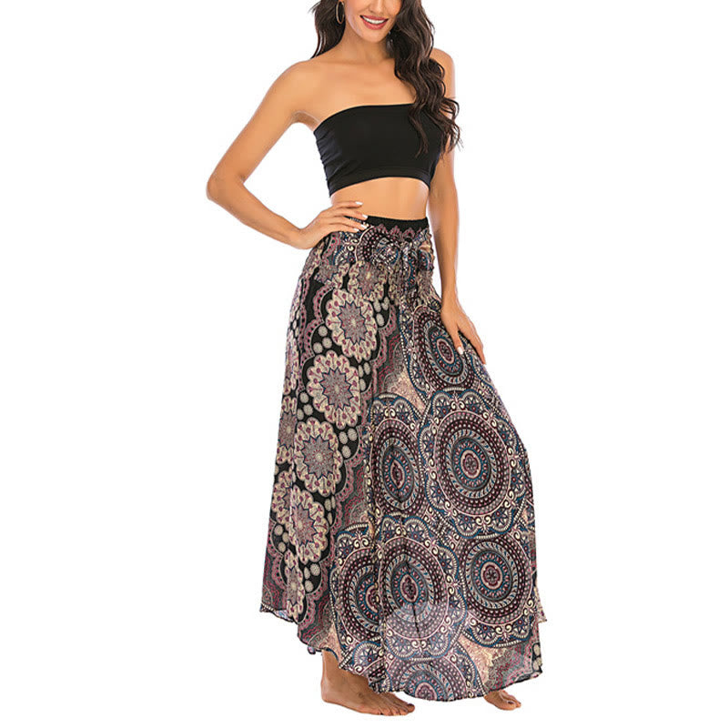 Buddha Stones Two Style Wear Bohemian Mandala Flower Lace-up Skirt Dress - image 15