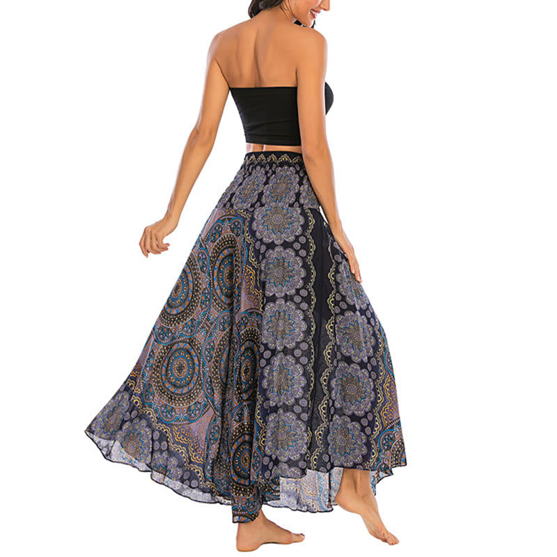 Buddha Stones Two Style Wear Bohemian Mandala Flower Lace-up Skirt Dress - image 32