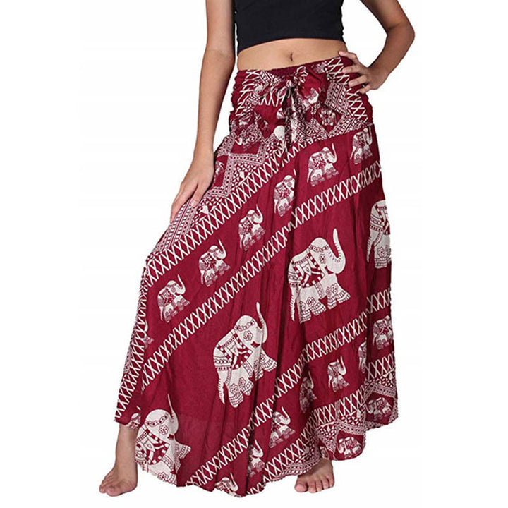 Buddha Stones Two Style Wear Bohemian Summer Elephant Lines Lace-up Skirt Dress - Crimson - US4-12，UK/AU8-16，EU36-44 (F) - image 11