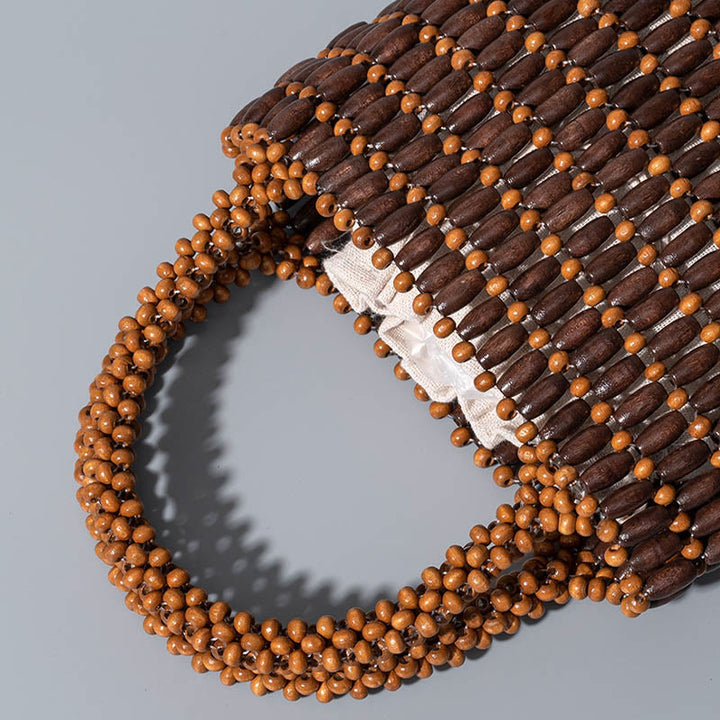 Buddha Stones Hand-woven Wooden Beads Handbag - image 4