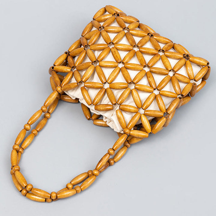 Buddha Stones Hand-woven Mini Wooden Beads Handbag - image 2
